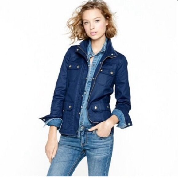 J. Crew Downtown Field Jacket Blue Women S - Picture 1 of 12
